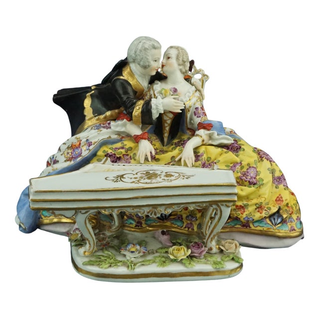 Rococo Porcelain Sculpture Depicting a Lady and a Gentleman at the Piano by J. J. Käendler for Meissen, Germany, 1800s For Sale