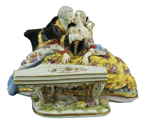 Rococo Porcelain Sculpture Depicting a Lady and a Gentleman at the Piano by J. J. Käendler for Meissen, Germany, 1800s