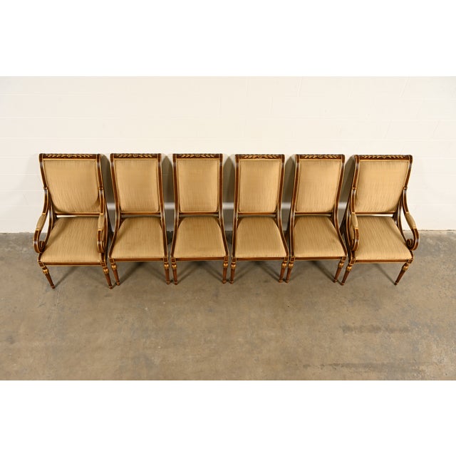 Karges Furniture Karges French Regency Louis XVI Carved Walnut and Gold Gilt Dining Chairs | Set of Six For Sale - Image 4 of 16