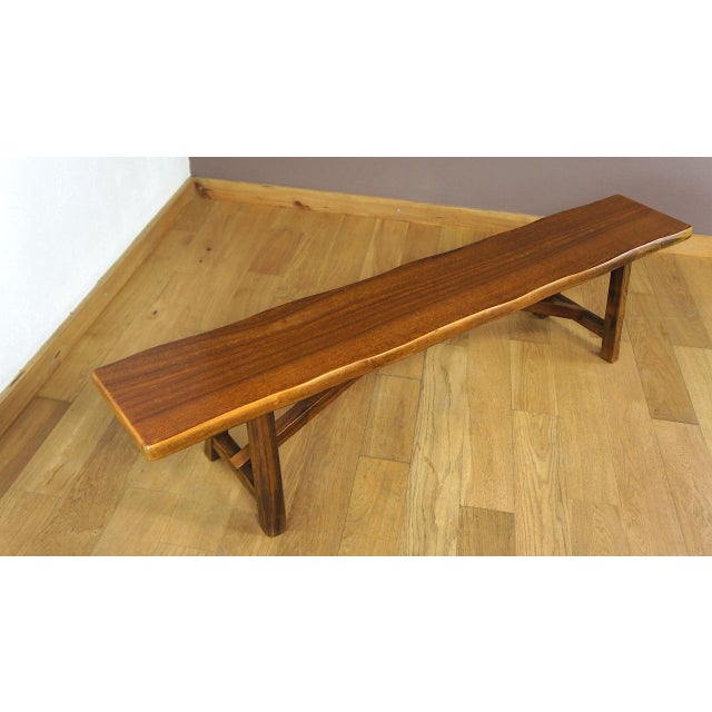 Brutalist Vintage Brutalist Bench in Elm from Aranjou, 1960 For Sale - Image 3 of 10