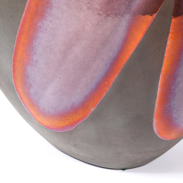 Mid-Century Organic Glazed Gray & Violet Ceramic Studio Vase Signed Tony Evans For Sale - Image 14 of 15
