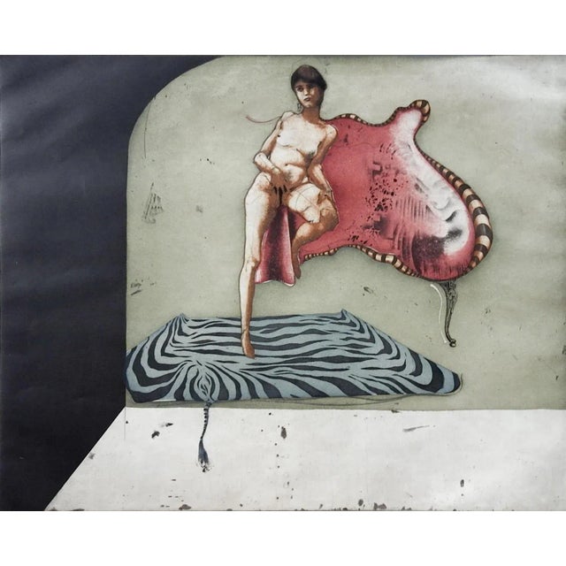 Mid Century Surreal Nude Color Etching by Tony Bass For Sale In Seattle - Image 6 of 6