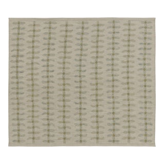 Rug & Kilim’s Scandinavian-Inspired Rug, White With Green Minimalist Patterns For Sale
