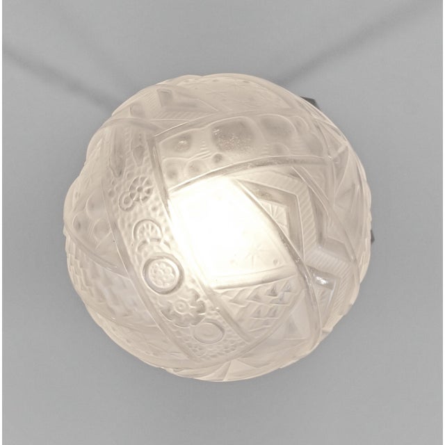 Silver 1930s French Art Deco Flush Mount by Muller Freres France - A Pair For Sale - Image 8 of 11