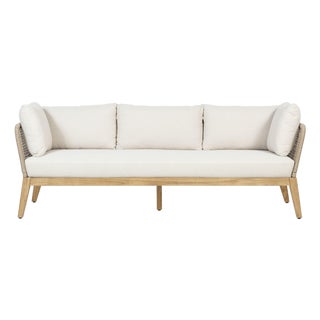 Cypress Teak Wood Sofa Set With Beige Color Rope Design For Sale