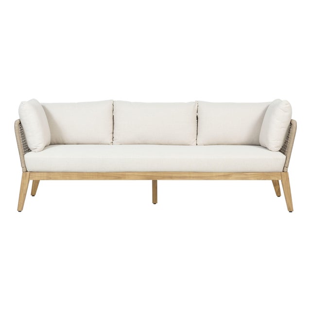 Cypress Teak Wood Sofa Set With Beige Color Rope Design For Sale