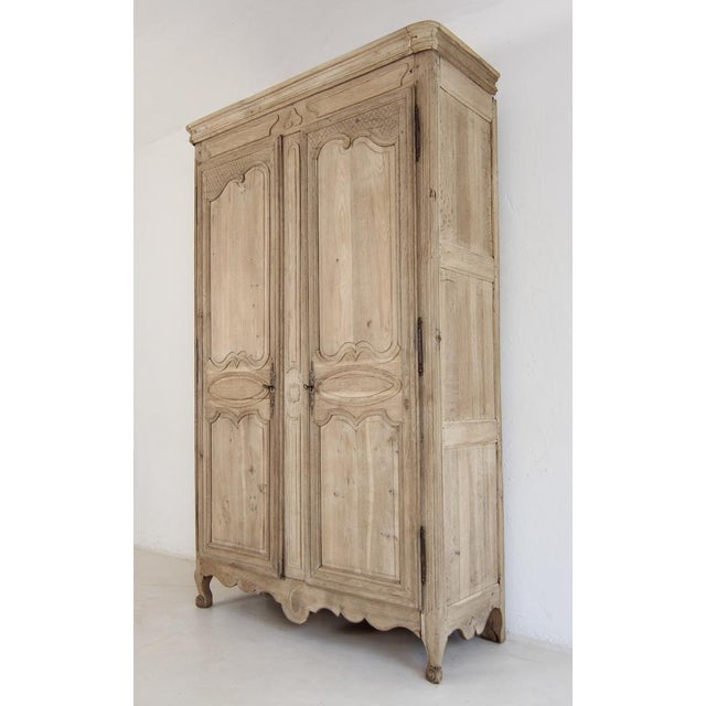 19th Century French Provincial Bleached Oak Wardrobe For Sale - Image 10 of 18