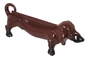 Vintage Porcelain Decorated on Cast Iron Dachshund Boot Scraper & Doorstop