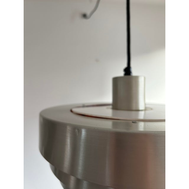 Tiered Aluminum Pendant Lamp with Glass Diffuser, Denmark, 1970s For Sale - Image 11 of 13