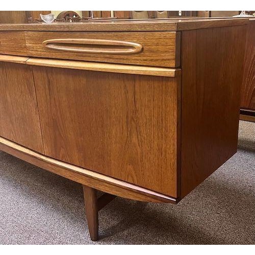 Mid Century Modern Bow Front Teak Credenza W/ Drop Front Mini-Bar c.1960 For Sale - Image 9 of 15