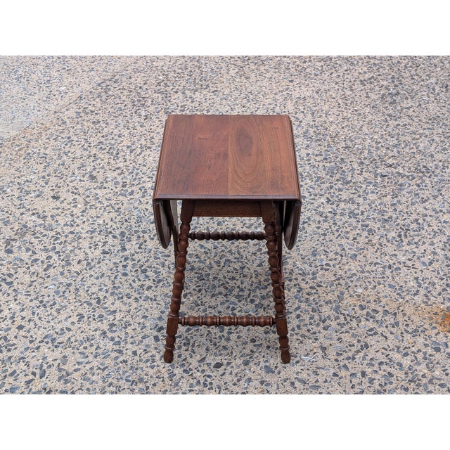 Mid 20th Century Vintage Americana Style Drop Leaf Side Table Rustic Country Colonial For Sale - Image 5 of 11