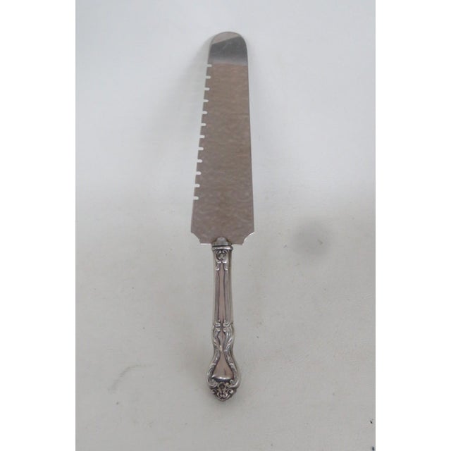 Metal Mid 20th Century Pie Cake Server Stainless Steel Blade Sterling Silver Scrollwork Handle For Sale - Image 7 of 9