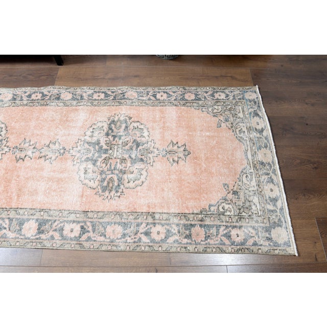 1970s Vintage Handmade Wool Cotton Orange Runner Rug For Sale - Image 4 of 11