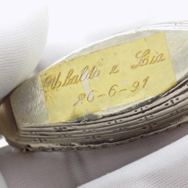 Large Vintage Italian Silver Galleon Sailing Ship Figurine, 1980s For Sale - Image 12 of 16