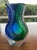 Mid-Century Modern Vintage Murano Sommerso Art Glass Vase 9.5" 6.8lb Blue Green Faceted For Sale - Image 3 of 8