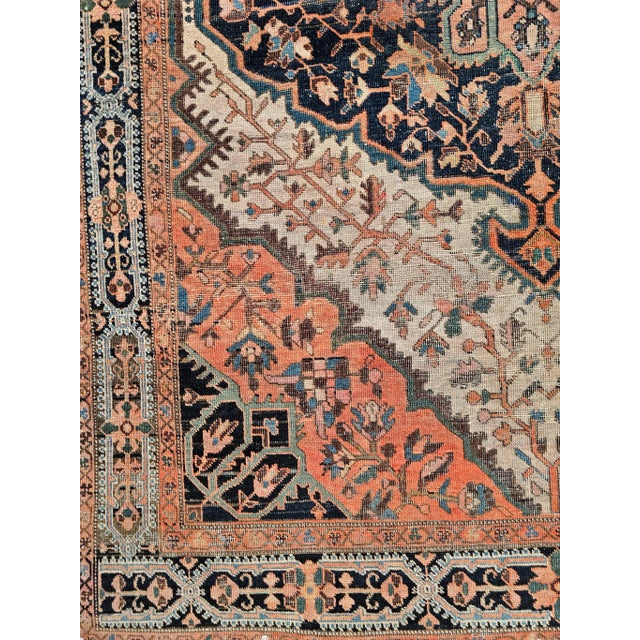 Antique Farahan Sarouk Rug, Handwoven Floral Pattern, Ivory & Brick Red, 5’ X 7’ For Sale - Image 10 of 12