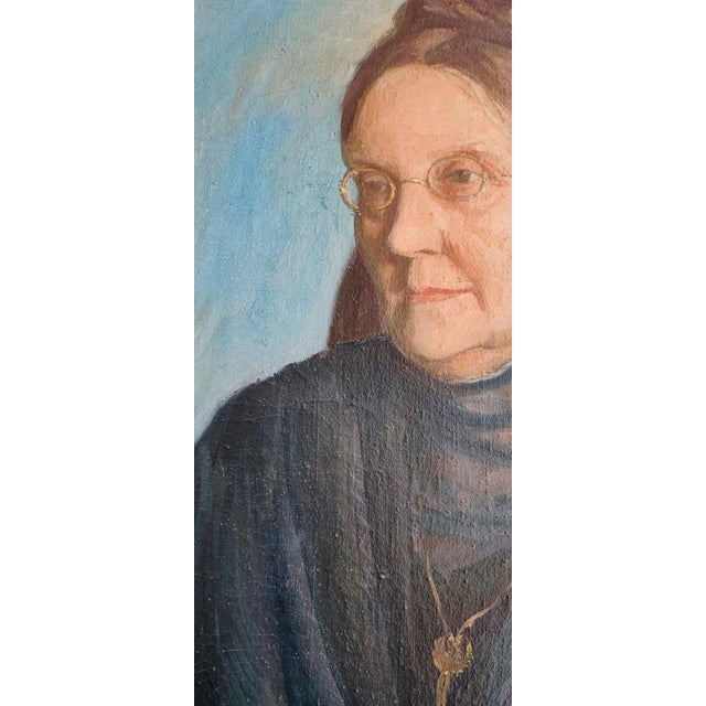 Paul Théophile Robert, Seated Lady with Glasses, Oil on Canvas, Framed For Sale - Image 9 of 14