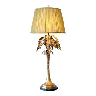 1950's Gilt & Wood Palm Tree Lamp Attributed to Warren Kessler For Sale