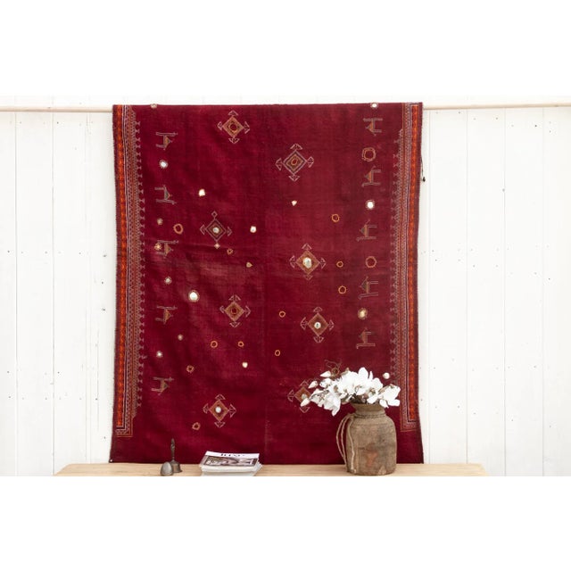 Brick Red Antique Thar Desert Tribal Shawl For Sale - Image 8 of 8