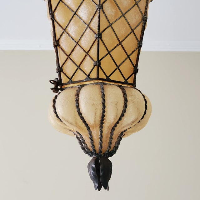 1940s Venetian Blown Glass Scavo Lantern For Sale - Image 4 of 12