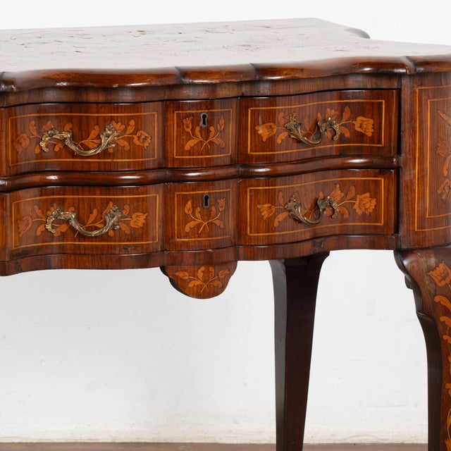 Dutch Marquetry Side Table With Two Drawers on Cabriolet Legs, Holland Circa 1770-1800 For Sale - Image 9 of 12