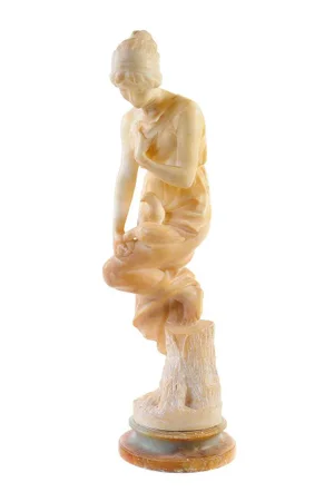 Female with Birds Alabaster Sculpture