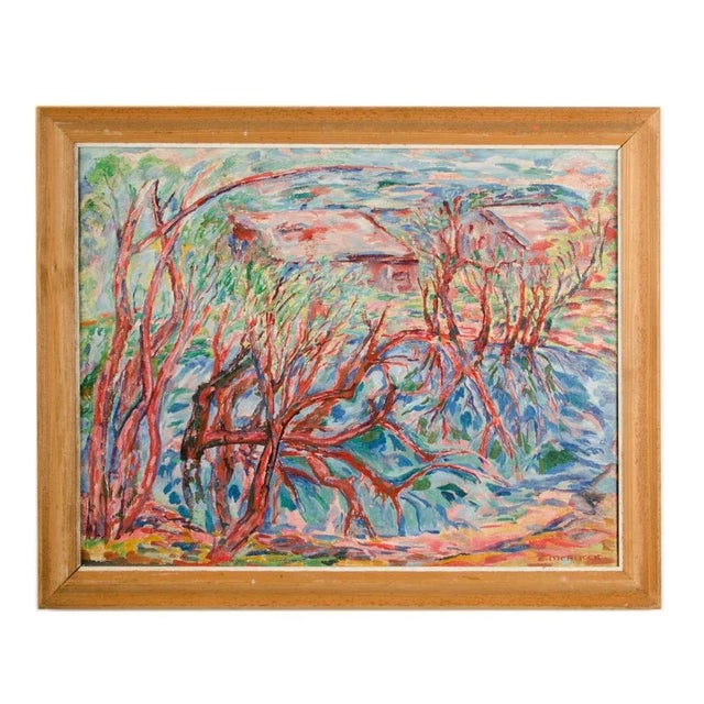 Elisabeth Merlicek (Austrian B. 1911- D. 1988) "Fruhling Am Teich" Oil Painting For Sale - Image 13 of 13