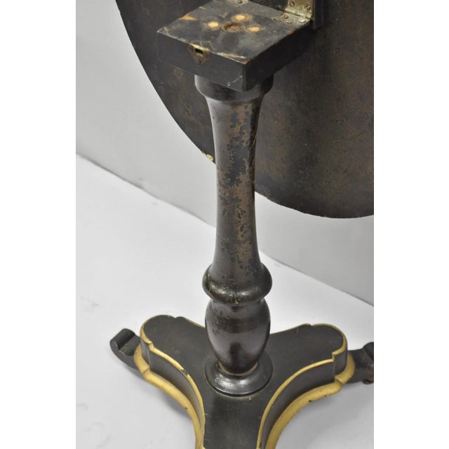 Antique English Victorian Mother of Pearl Inlay Black Lacquer Tilt Top Table For Sale - Image 15 of 18