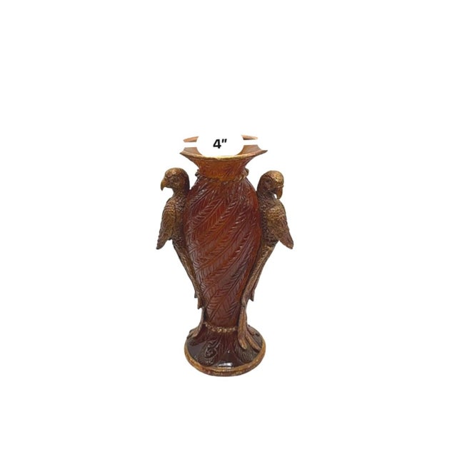 Amber & Gold Resin Parrot Vase With Feathered Textured Body For Sale - Image 10 of 10