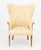 Botanical and Butterfly Print Beige Linen Upholstered Wingback Arm Chair, on four tapered wood legs. 44.25" H x 31.25" W x...