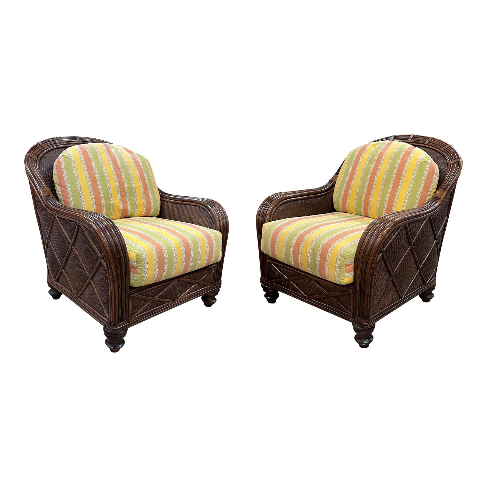 Braxton Culler Wicker & Rattan Lounge Chairs a Pair Chairish
