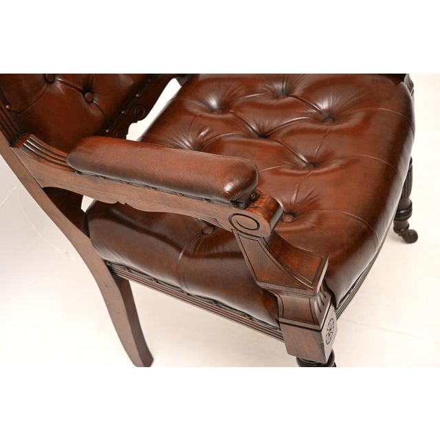 Brown Antique Victorian Library Desk Chair, 1870 For Sale - Image 8 of 11