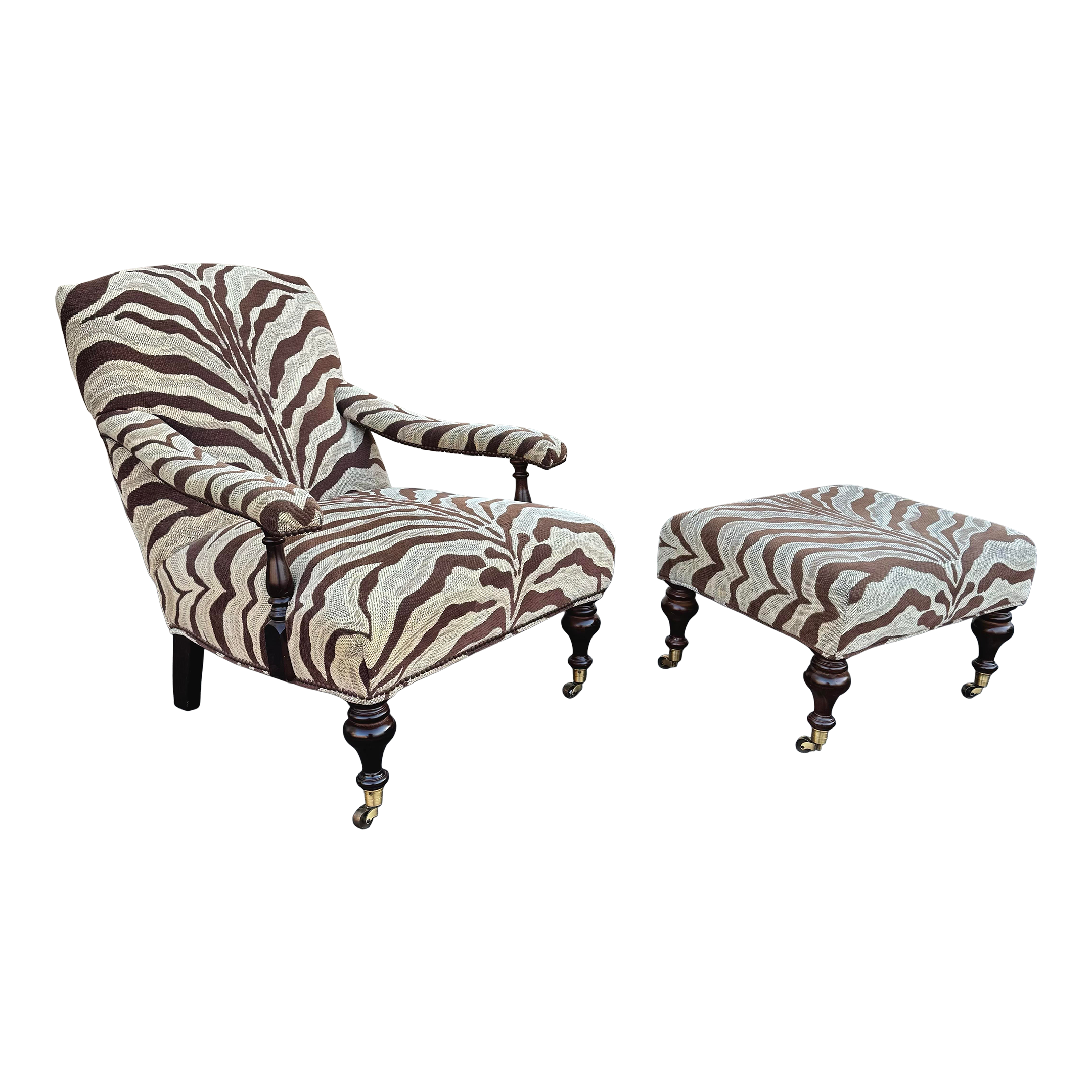 George Smith Edwardian Style Chair and Ottoman | Chairish