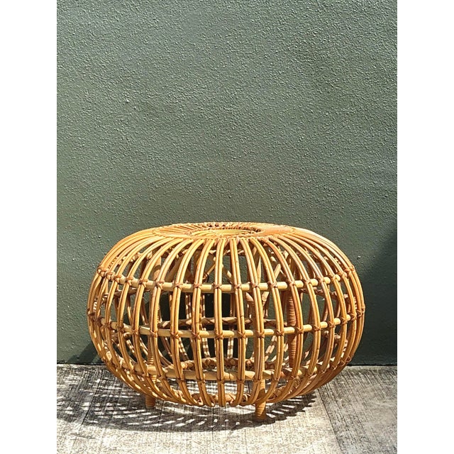 Vintage Italian Stick Rattan Ottoman After Albini For Sale - Image 11 of 12