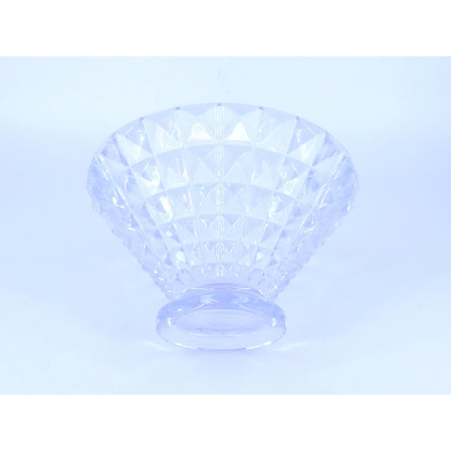 Hollywood Regency Vintage Geometric Diamond Relief Patterns Crystal Bowl For Sale - Image 3 of 8