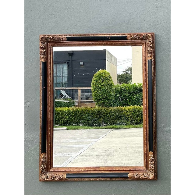 Vintage Ornate Gold and Black Frame Mirror For Sale - Image 12 of 12