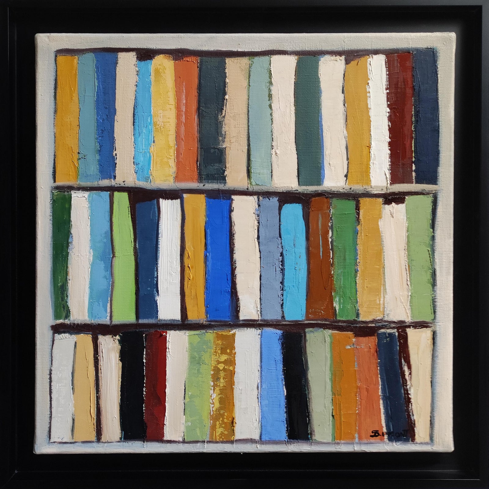 Gamme Litteraire, Abstract Library, Geometric, Oil Painting on Canvas ...