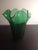 Contemporary 1980s Handblown Emerald Green Ruffled Edge Handkerchief Vase For Sale - Image 3 of 8