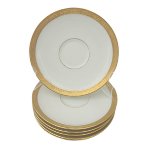 Vintage C. Ahrenfeldt Set of 6-24kt Gold Rim Saucers