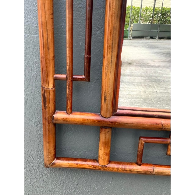 Vintage Bent Rattan Pagoda Mirror For Sale - Image 4 of 12