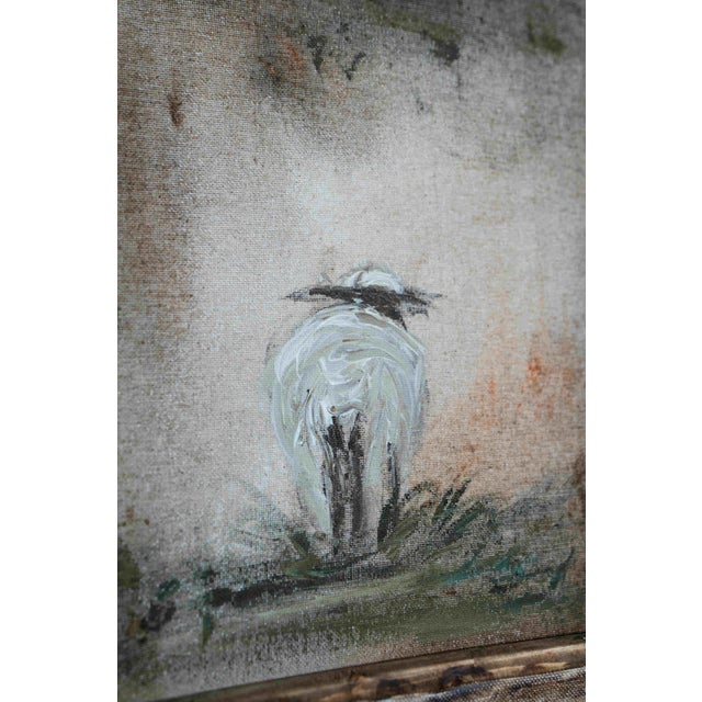 A matched pair of vintage inside-out sheep paintings, each executed with confident, expressive brushwork and restrained...
