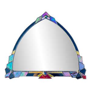 Art Decor Iridescent Stain Glass Gothic Arched Mirror, Vintage Tiffany Inspired Mirror