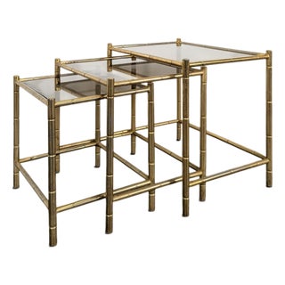 Nesting Tables in Bamboo, 1970s, Set of 3 For Sale