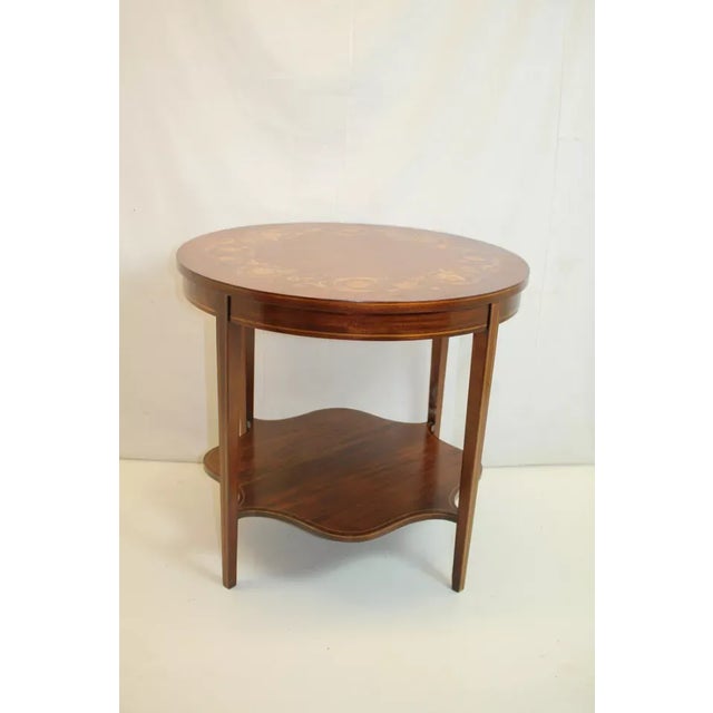 Hepplewhite Hepplewhite Inlaid Side End Center Table With Bottom Shelf, C.1920's For Sale - Image 3 of 10