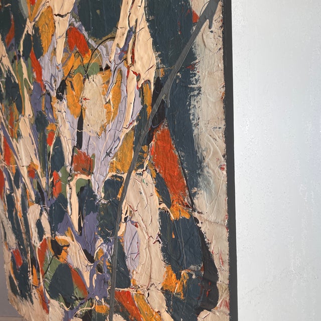 Mid Century Modern Style John Frates , Monumental Abstract Expressionist Painting - Two Figures in a Landscape For Sale - Image 4 of 9