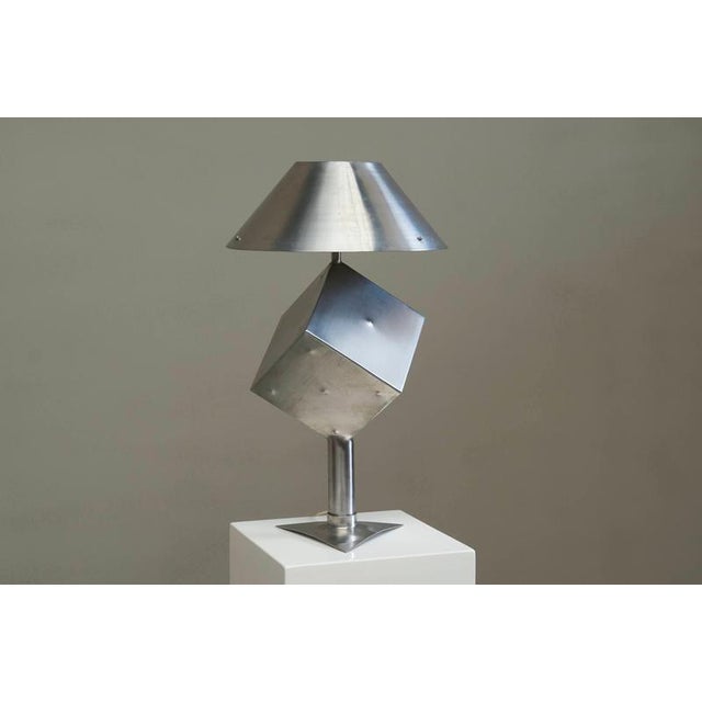 Large Postmodern Table Lamp in Brushed Steel, 1970s For Sale - Image 12 of 14