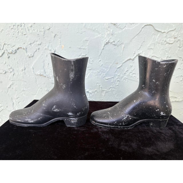 Victorian Antique Victorian Cast Iron Lady’s Button Boots – Decorative Miniature Pair For Sale - Image 3 of 8