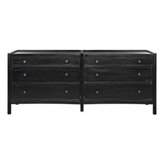 NOIR Hampton 6 Drawer Dresser, Hand Rubbed Black For Sale