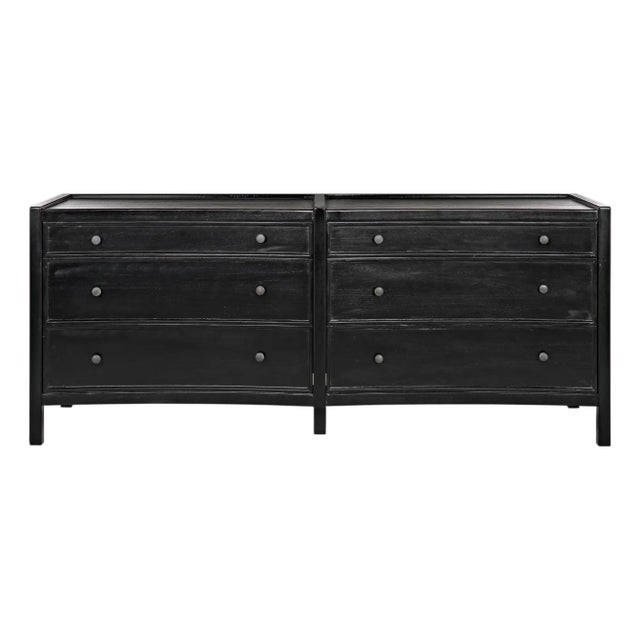 NOIR Hampton 6 Drawer Dresser, Hand Rubbed Black For Sale