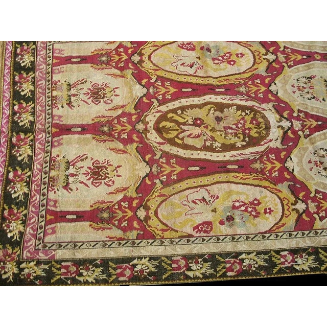 Art Deco Remarkable Red-Ruby Background Color With Black Border and Medallion/Crest Design Antique Caucasian Karabagh Rug For Sale - Image 3 of 12